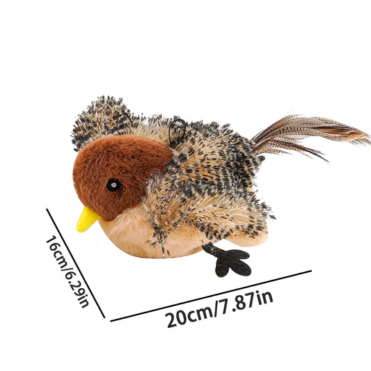 Remote Control Simulated Chirping Bird Toy Plush Chirping Cat Toy Interactive Bird Cat Feather Toy Melodys Chaser For Kitten